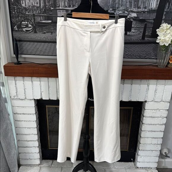 Calvin Klein Women’s Dress Pants Slacks Size 10 Off White Classic Fit Wide Leg - Picture 1 of 8